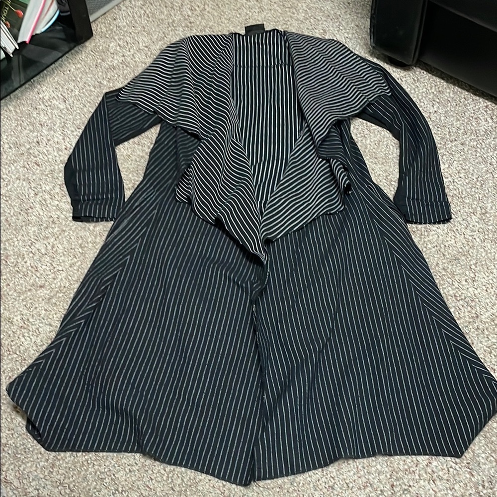 Nor Denmark linen architectural long Black and White Striped blazer/coat